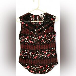 5/$25 Candie's Black and Red Floral Lace Blouse